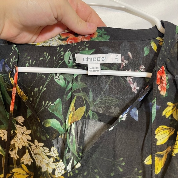 Chico's Multicolor Floral Sheer Blouse - Picture 2 of 7